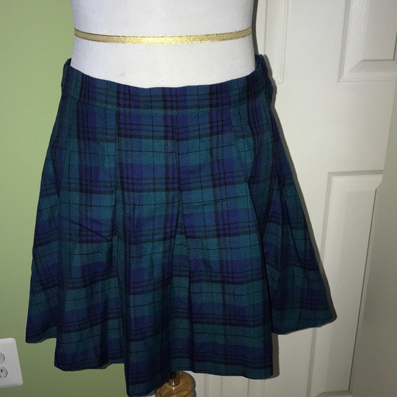 h&m blue plaid skirt